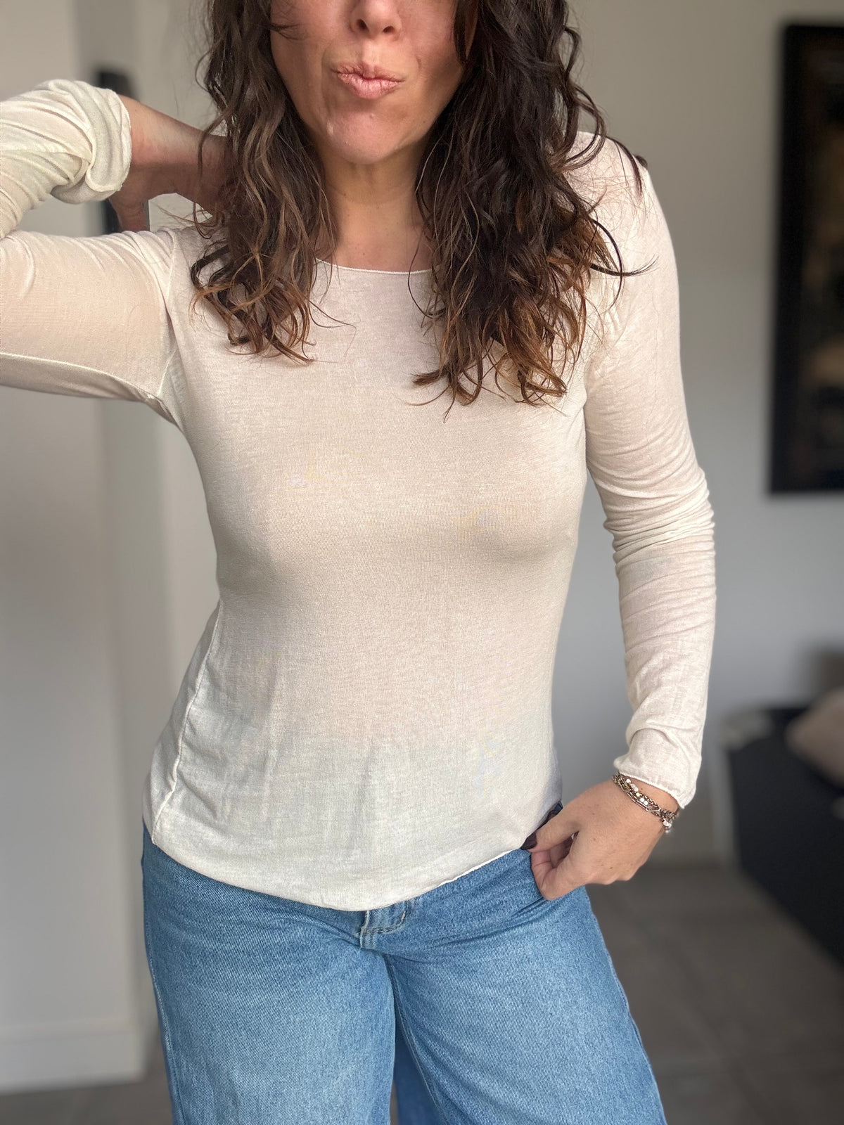 Pull blanc cachemire WILLO