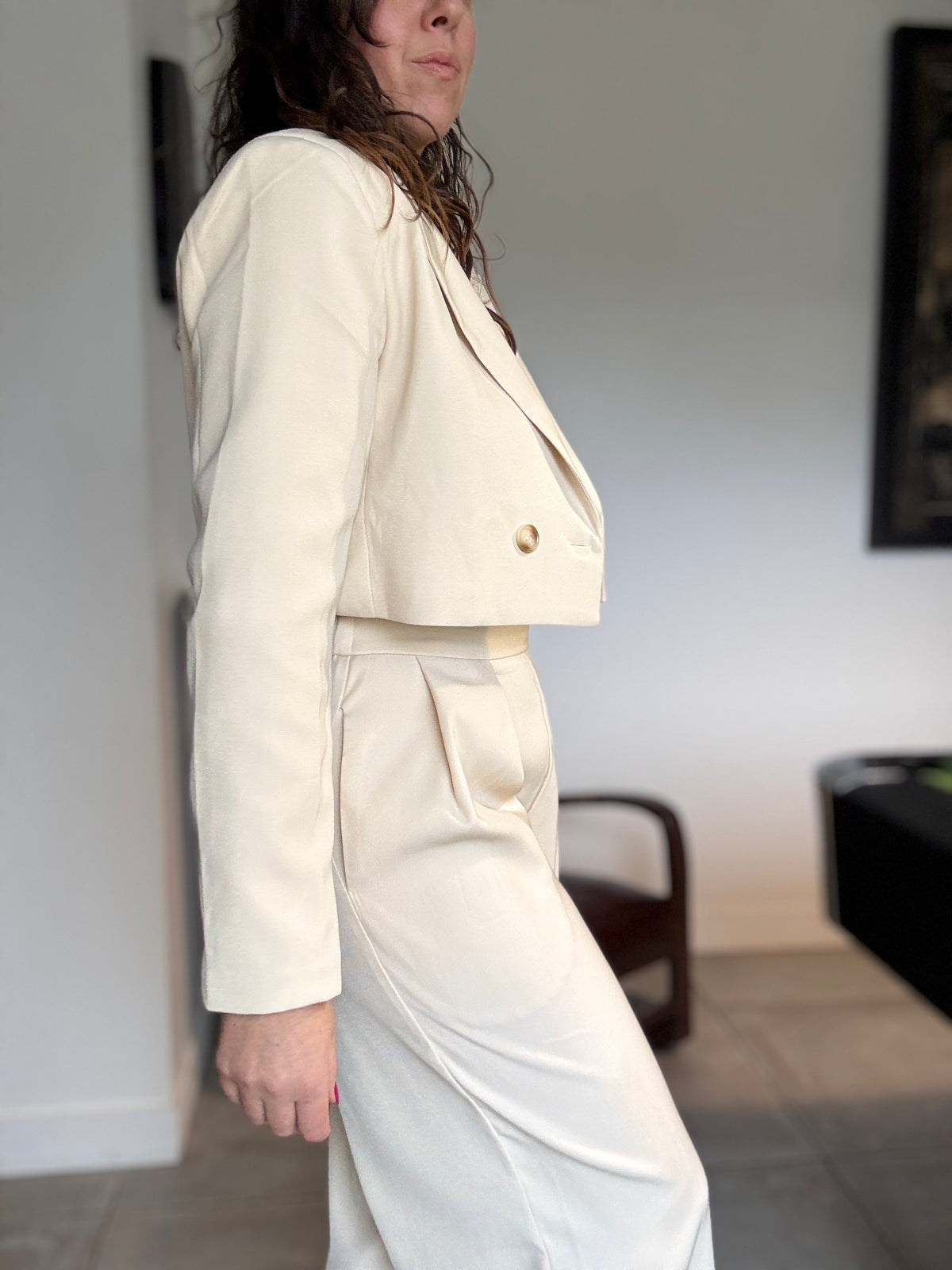 Veste blazer courte beige SERENA