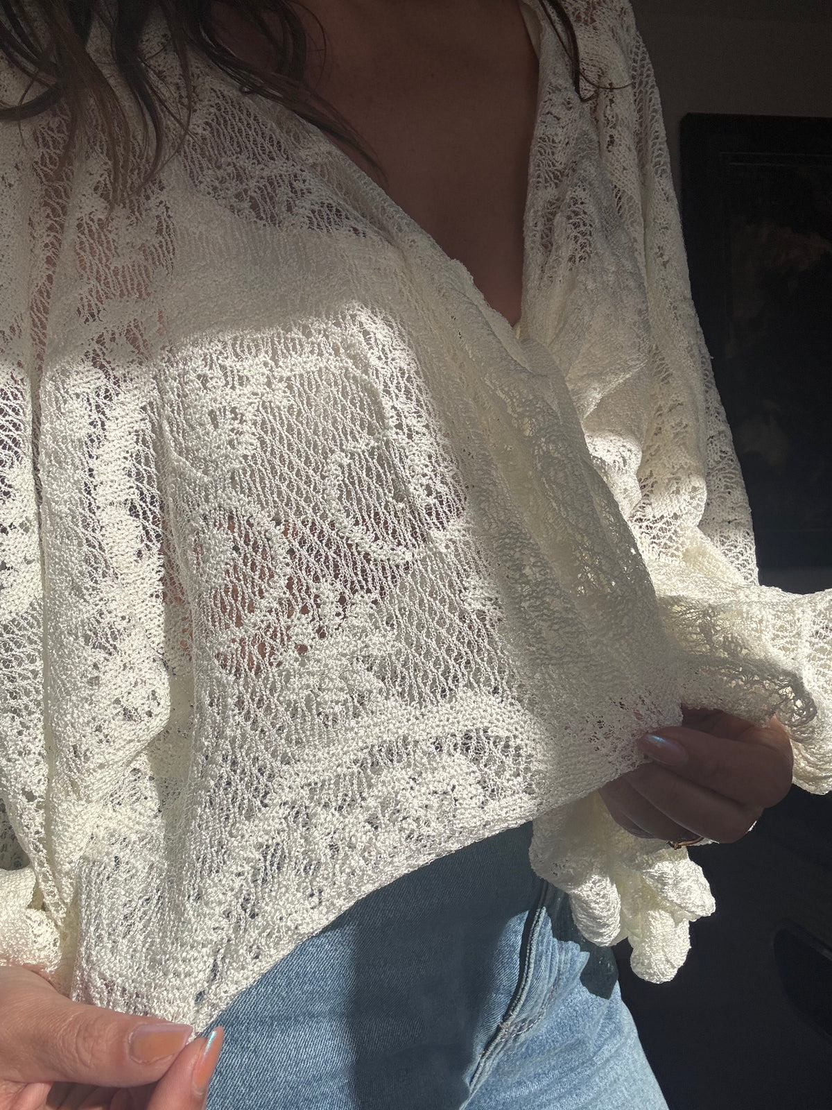 Pull dentelle NOÉ blanc