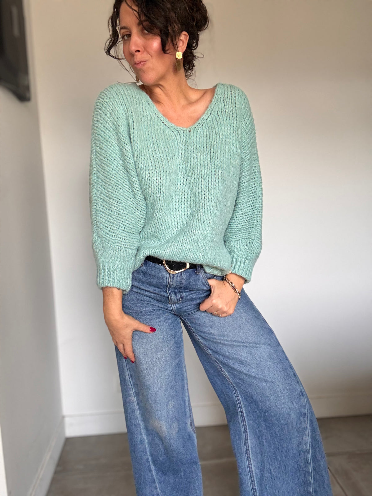 Pull pastel vert céladon ANORA