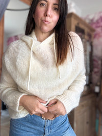 Pull à capuche blanc WENDY