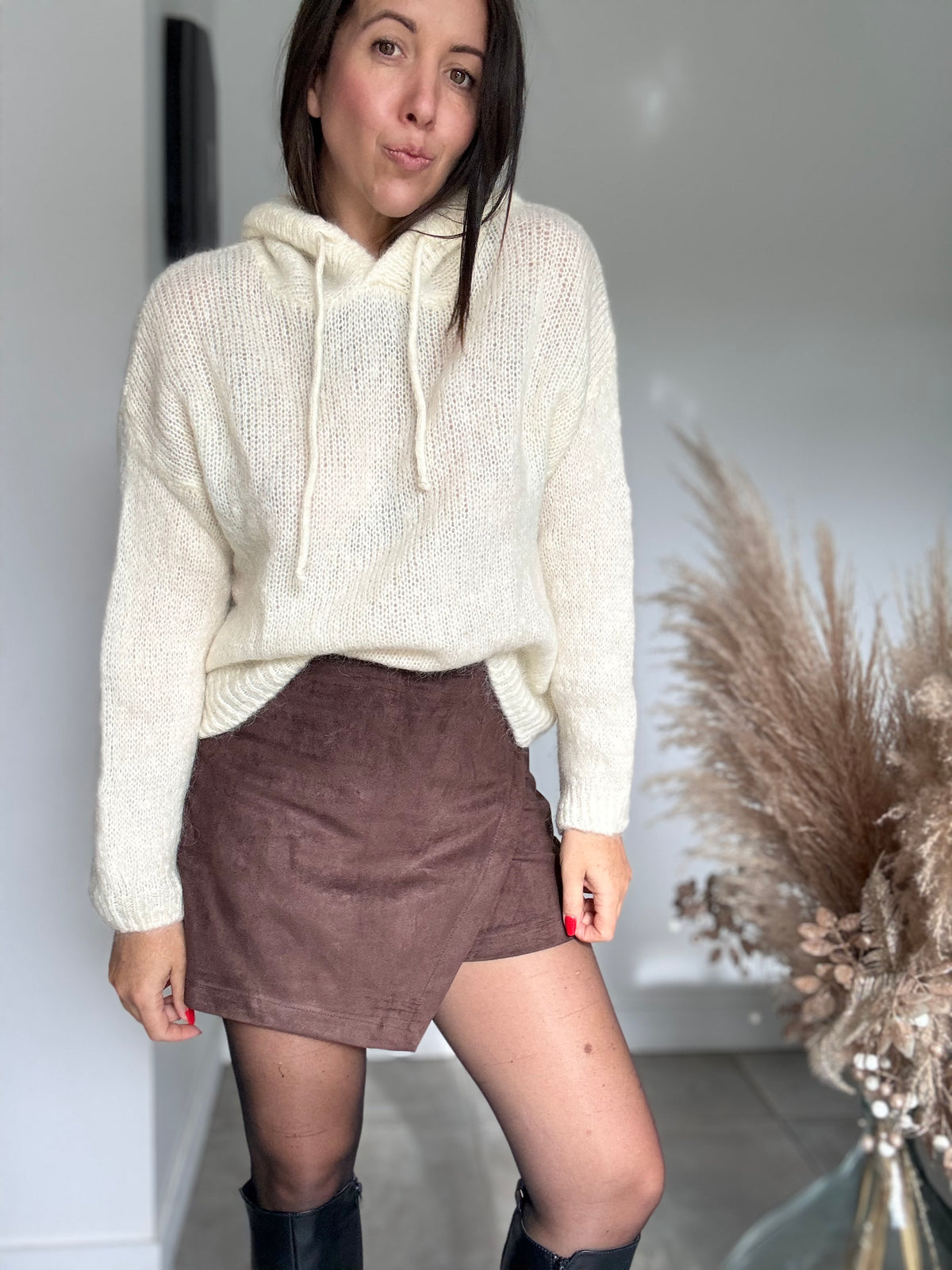 Pull à capuche blanc WENDY