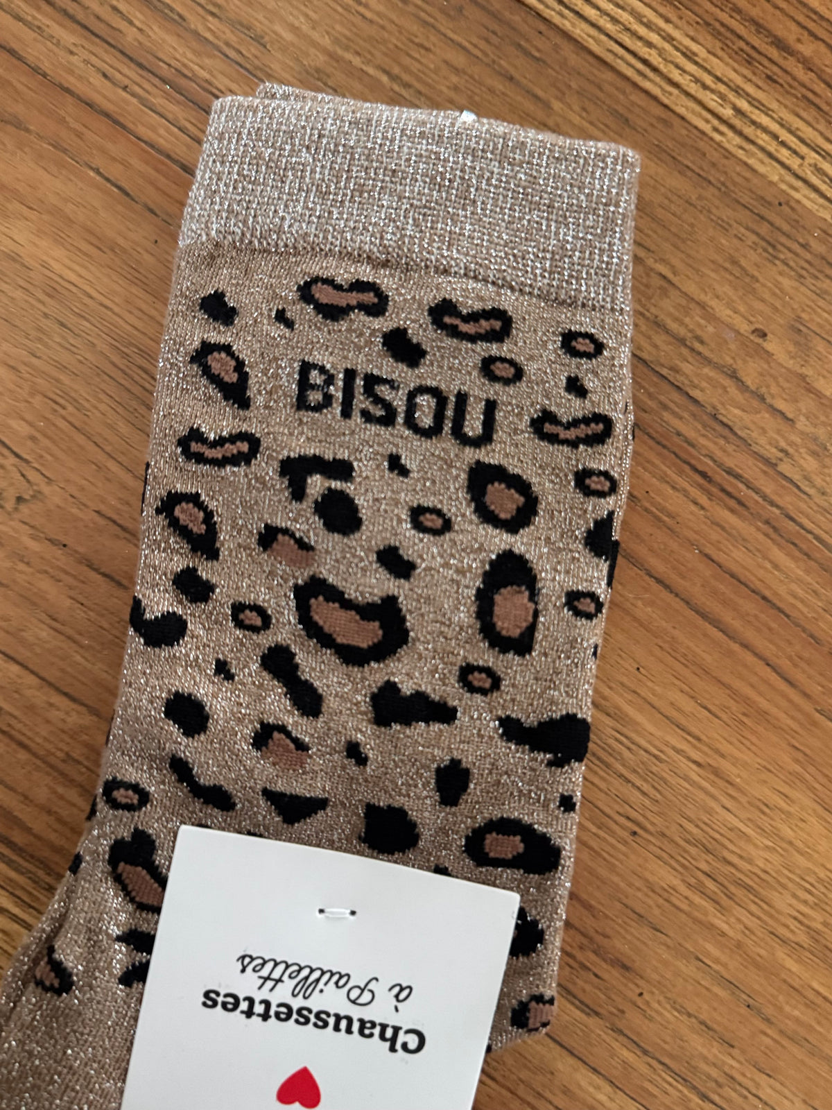 Chaussettes paillettes léopards BISOUS