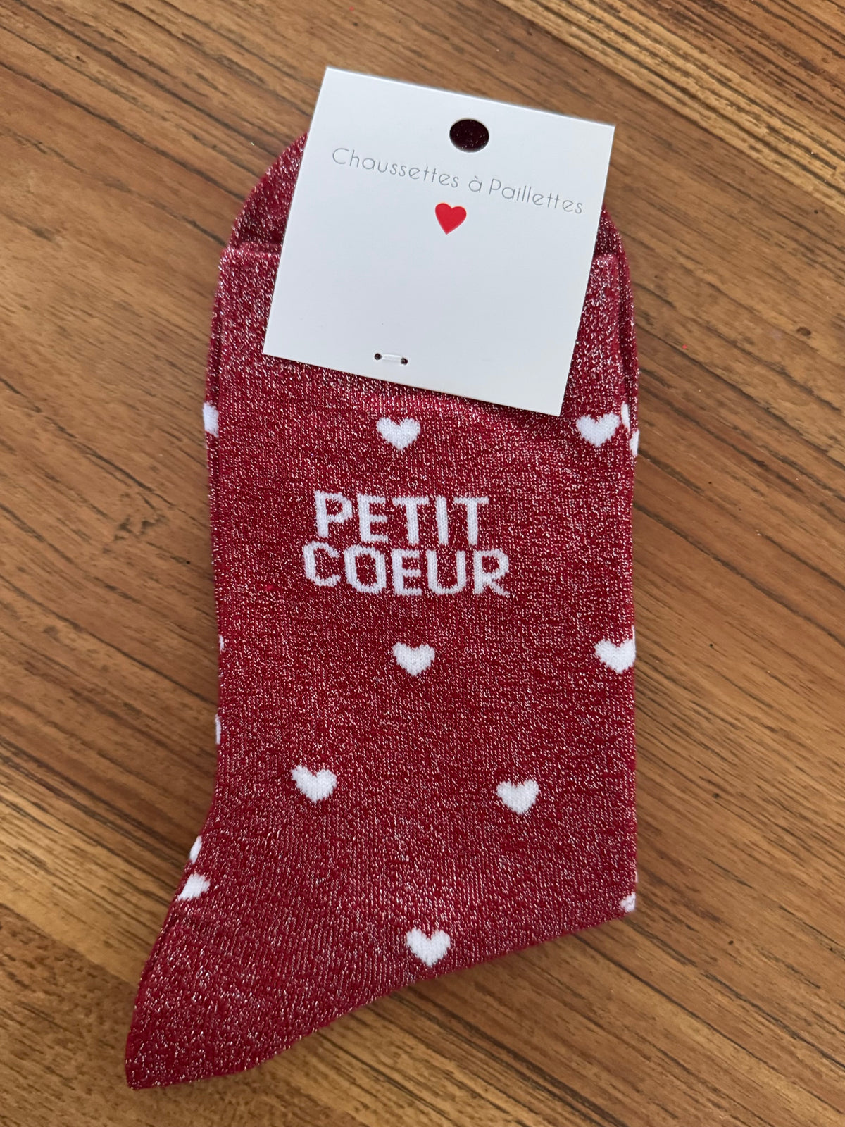 Chaussettes paillettes rouge PETIT COEUR