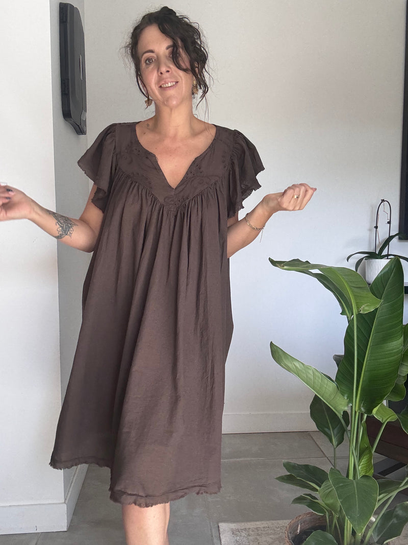 Robe courte chocolat NOMADE
