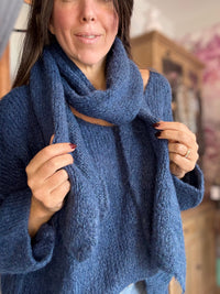 Duo pull et écharpe bleu canard MILLO