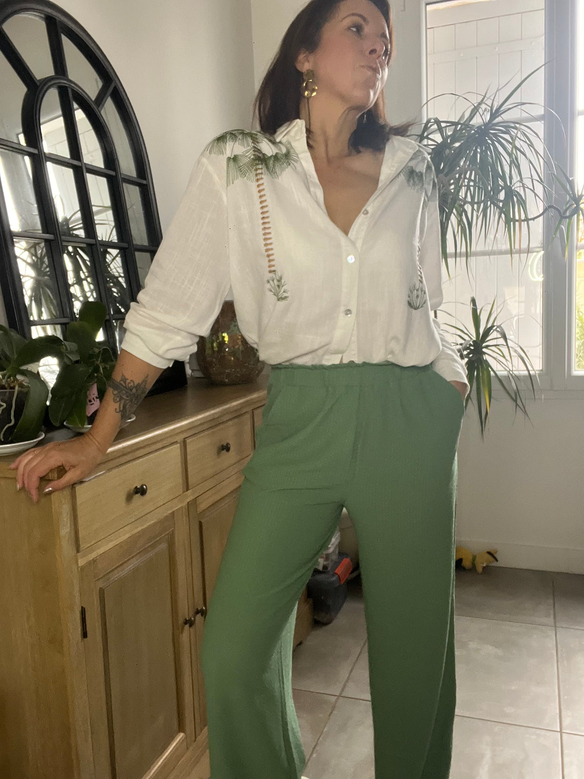Pantalon fluide vert BEACH