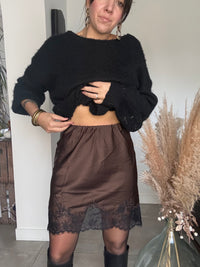Jupe courte dentelle chocolat NATHACHA