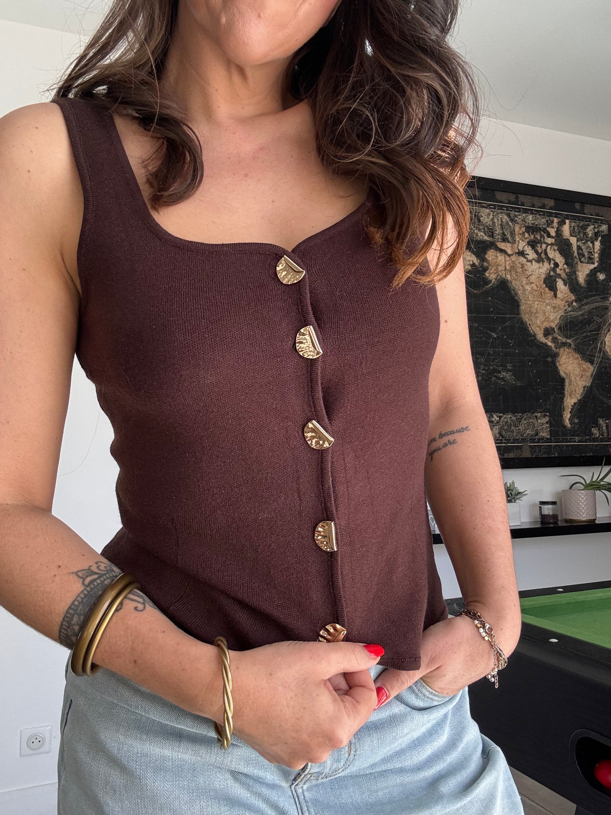 Top gilet chocolat MAYA
