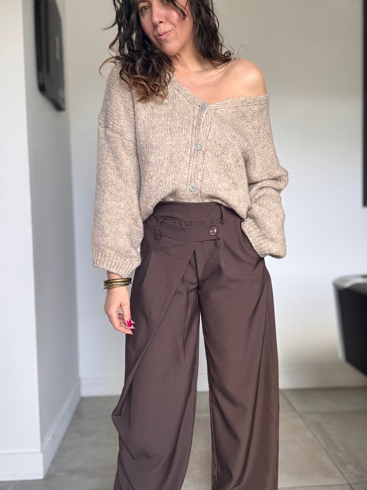 Pantalon asymétrique marron MYRIAM