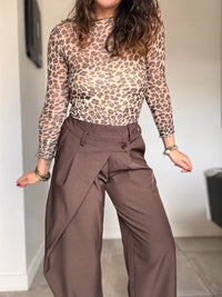Pantalon asymétrique marron MYRIAM