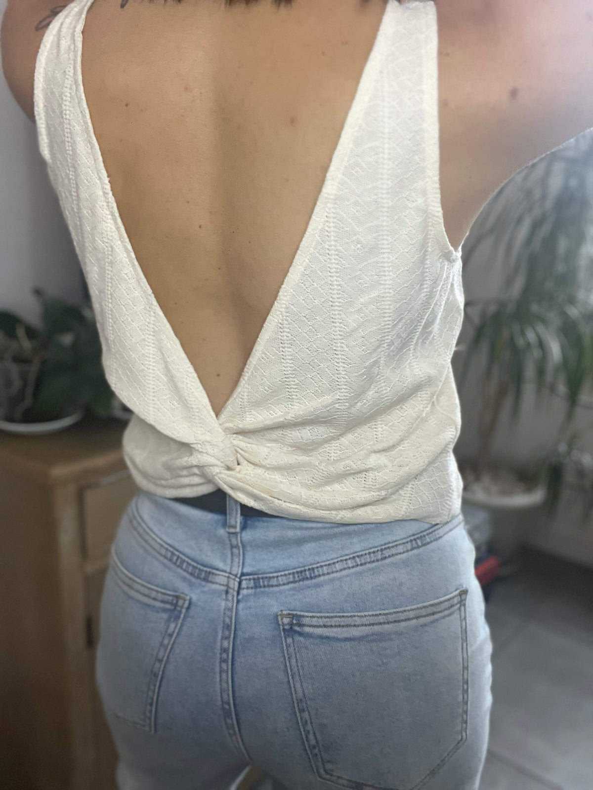 Top LAURETTE dos nu écru