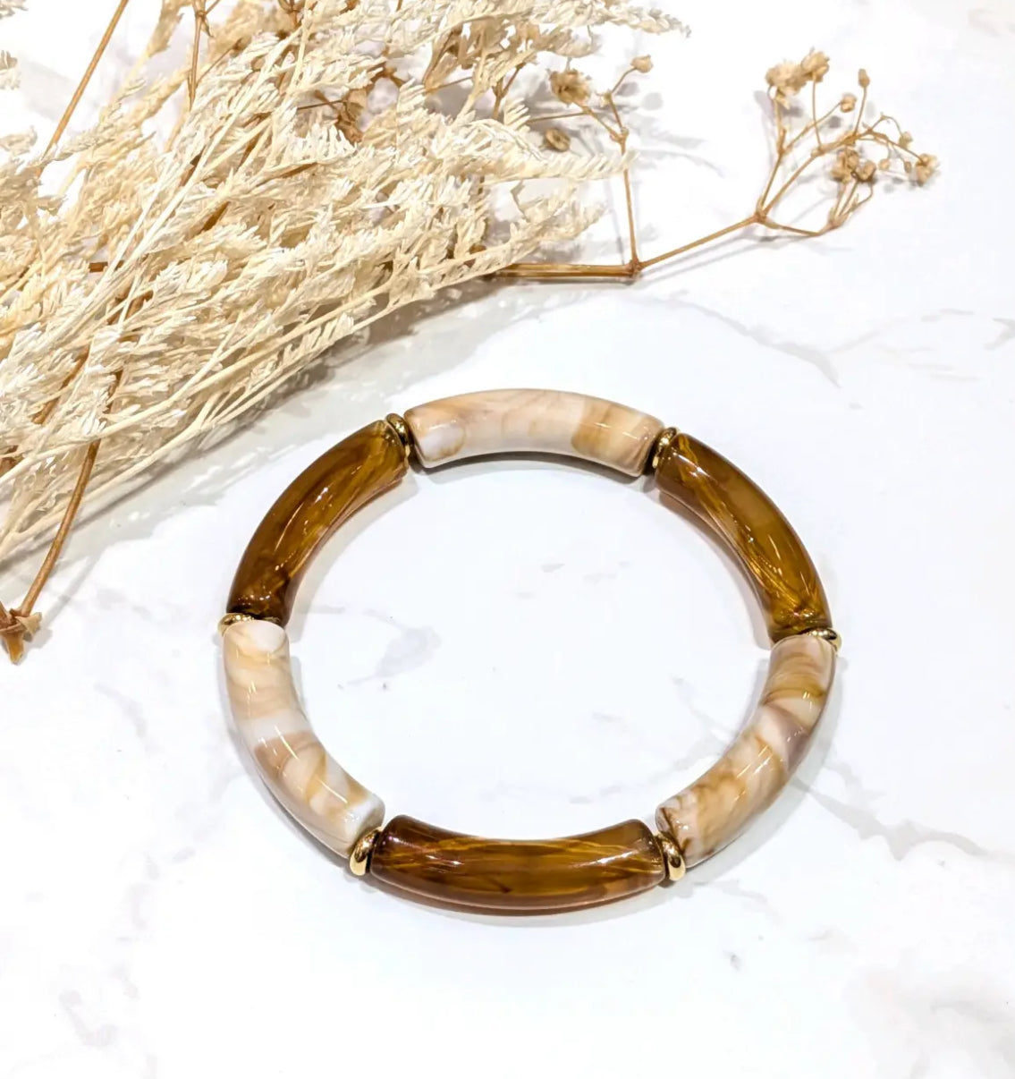 Bracelet ocre mixte élastique fin Kecy