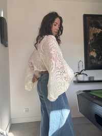 Pull dentelle NOÉ blanc
