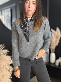 Pull gris avec foulard MIKE