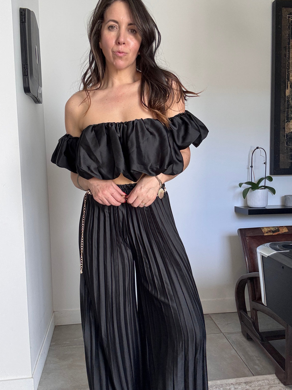 Ensemble noir satiné KIARA