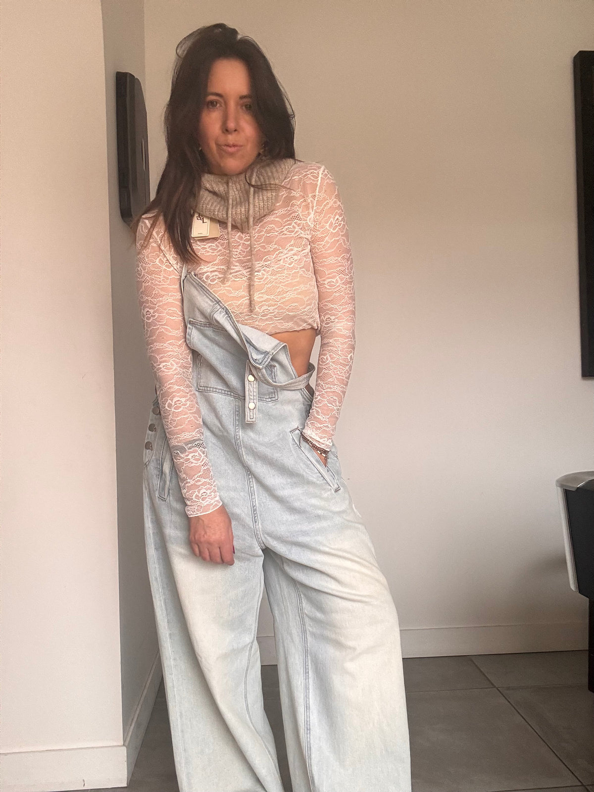 Salopette jean bleu clair BRENDA