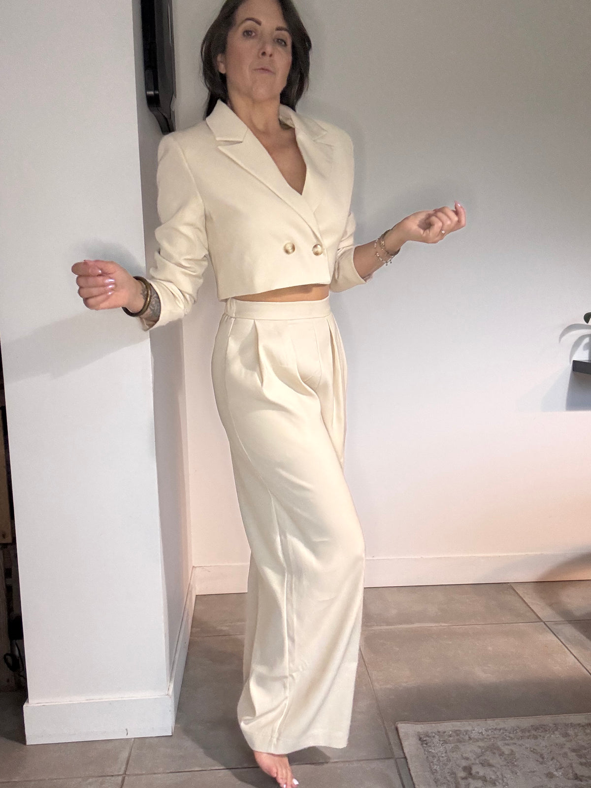 Veste blazer courte beige SERENA