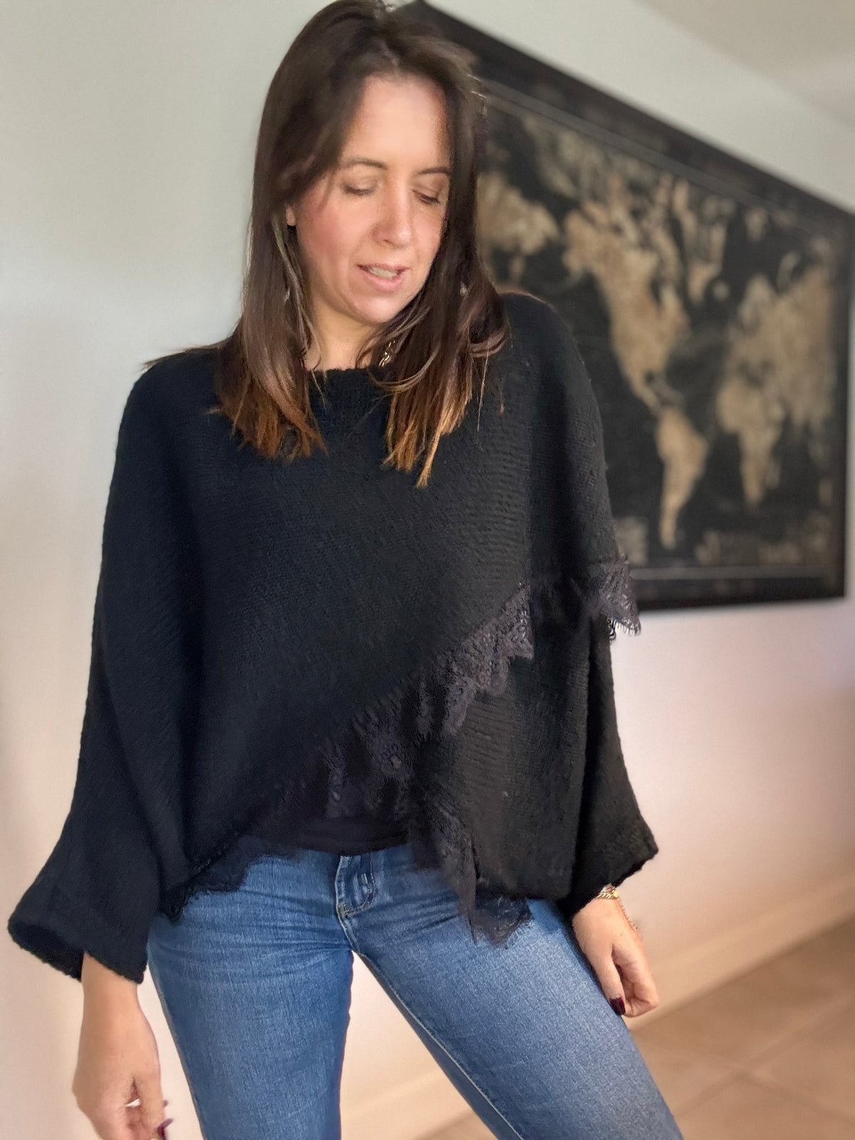 pull croisé dentelle noir MARINA