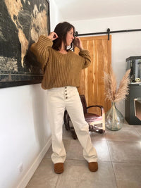 Pantalon ROLE écru coupe droite