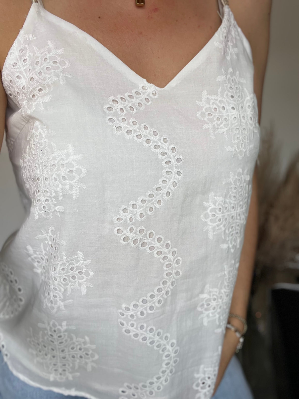 Top JOSE brodé blanc