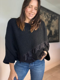 pull croisé dentelle noir MARINA