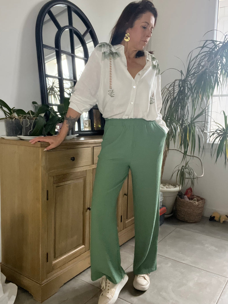 Pantalon fluide vert BEACH