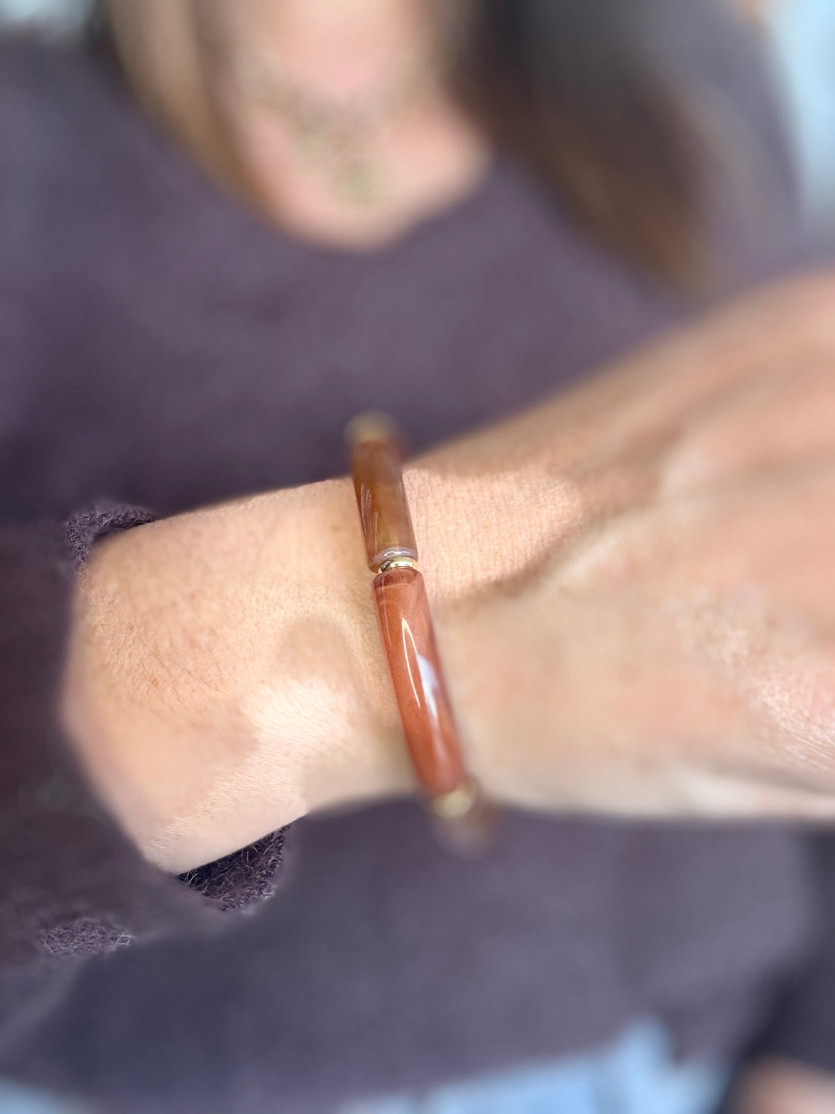 Bracelet terracota mixte élastique fin Kecy