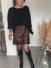 Jupe courte dentelle chocolat NATHACHA