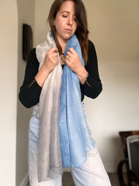 Foulard bleu/ gris CLAIRE-LYSE