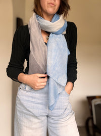 Foulard bleu/ gris CLAIRE-LYSE