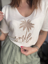 Tee shirt écru et doré PALM