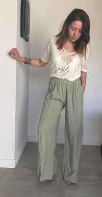 Pantalon fluide kaki YAMINA