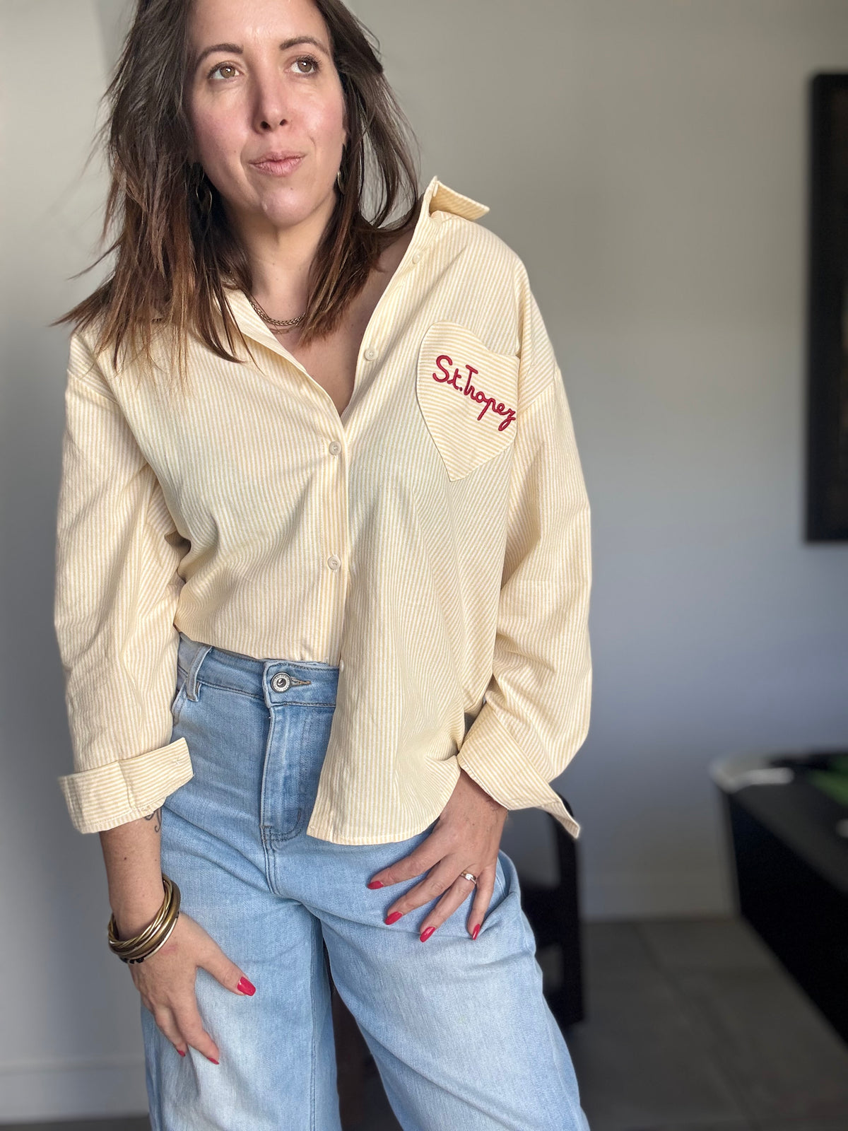 Chemise rayé jaune ST TROPEZ