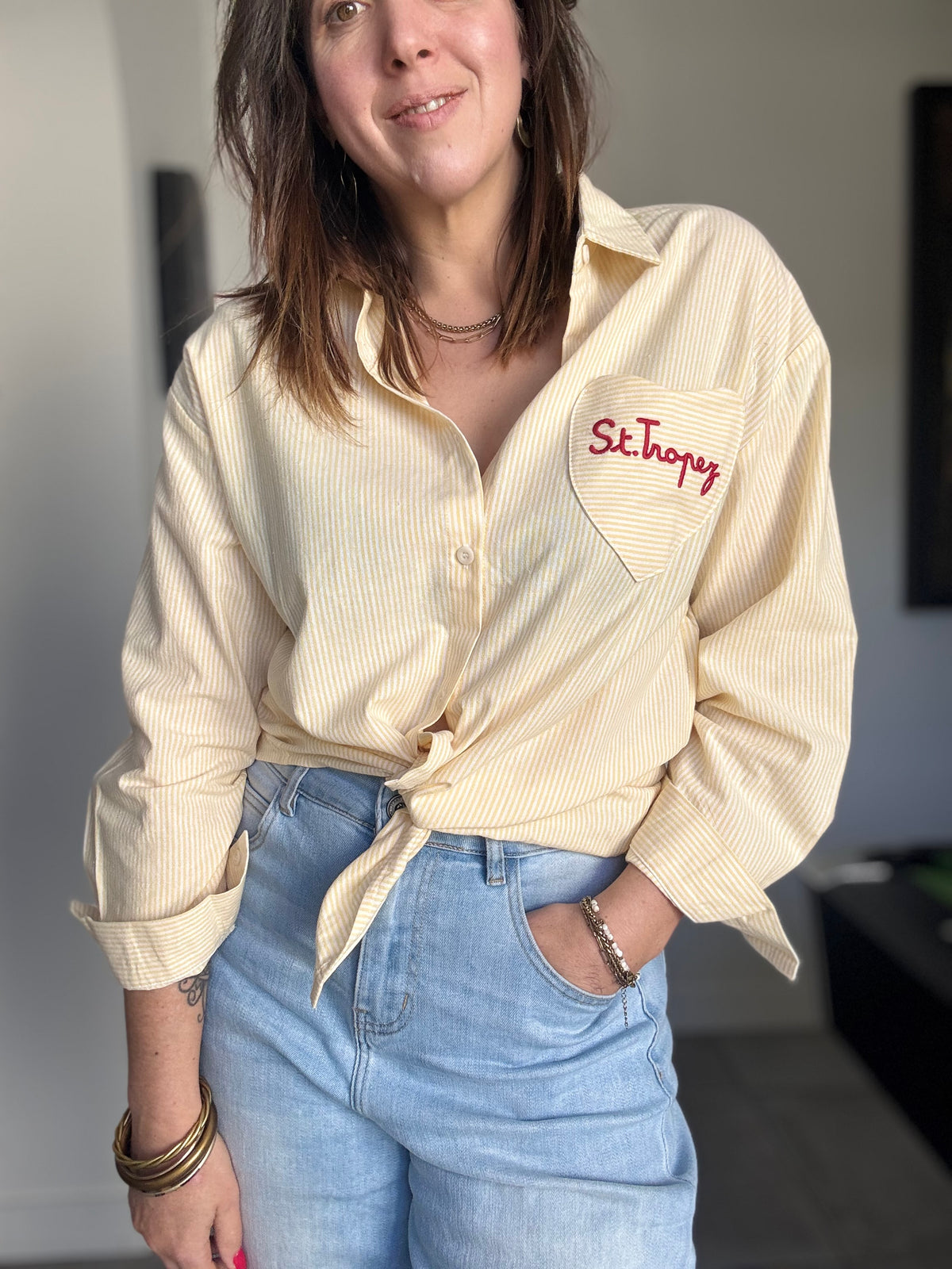 Chemise rayé jaune ST TROPEZ