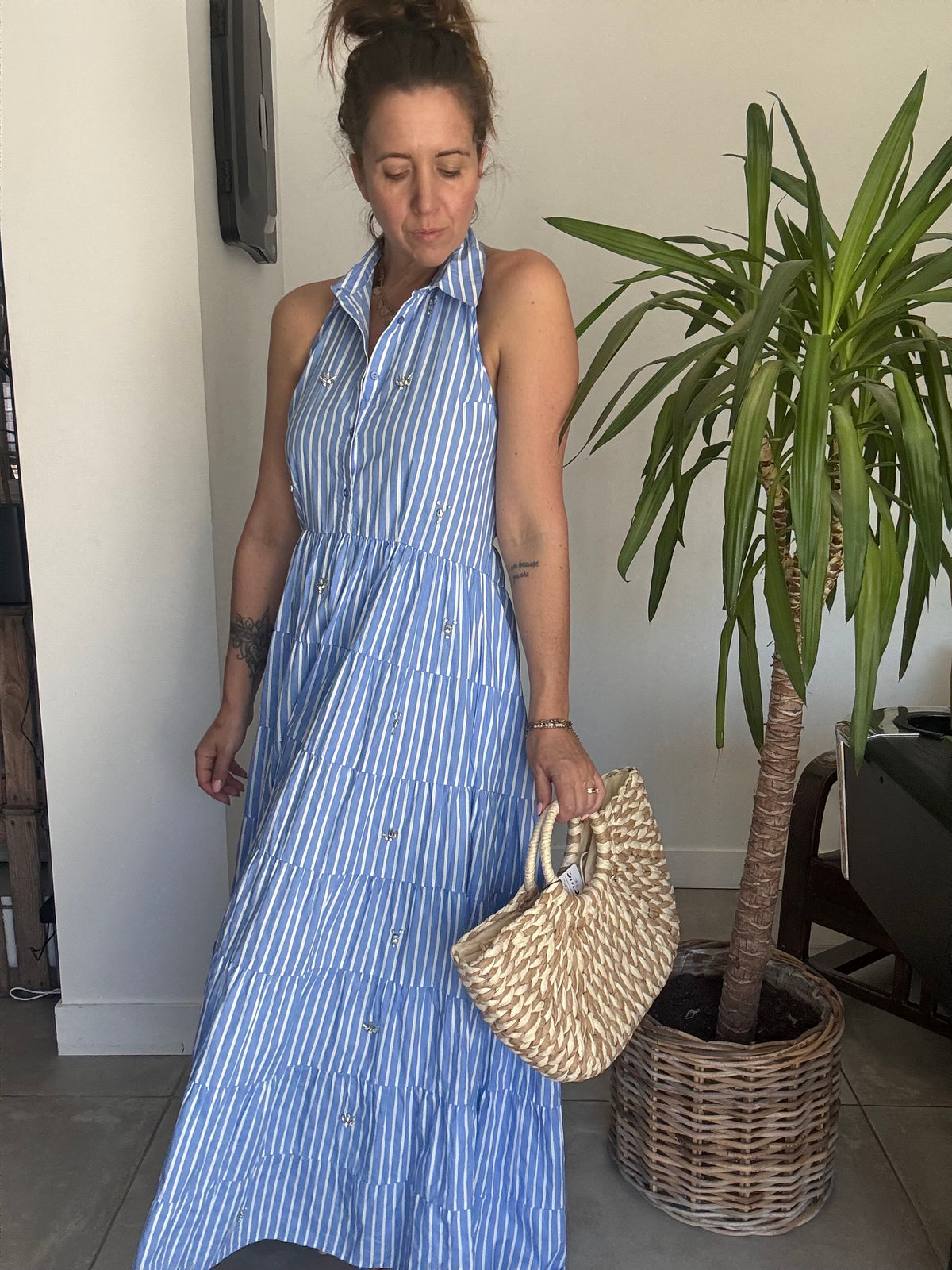 Robe rayures blanches et bleues DOLCE