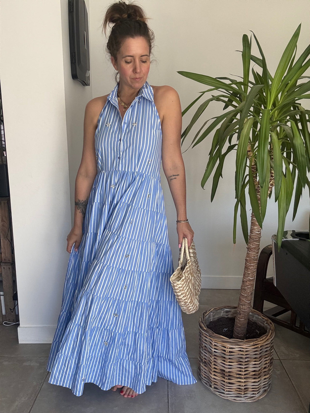 Robe rayures blanches et bleues DOLCE