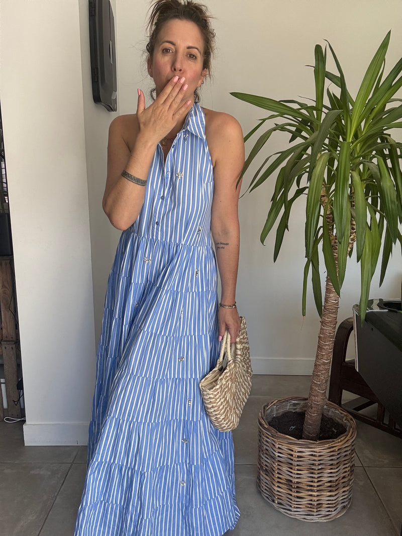 Robe rayures blanches et bleues DOLCE