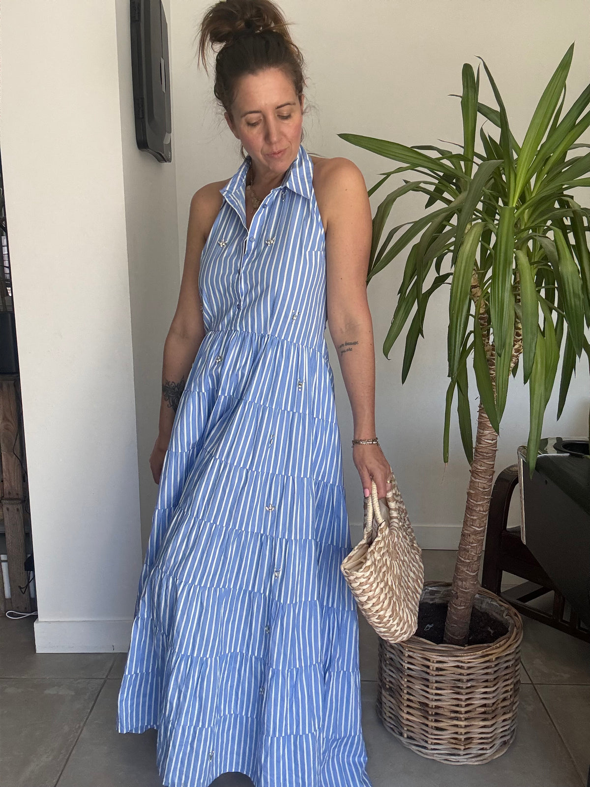 Robe rayures blanches et bleues DOLCE