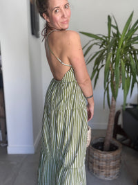Robe rayures blanches et kakis VITA