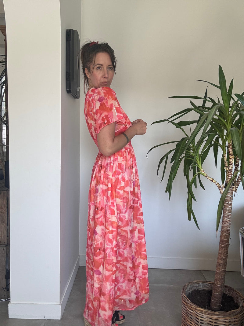 Robe longue orange SABRINA