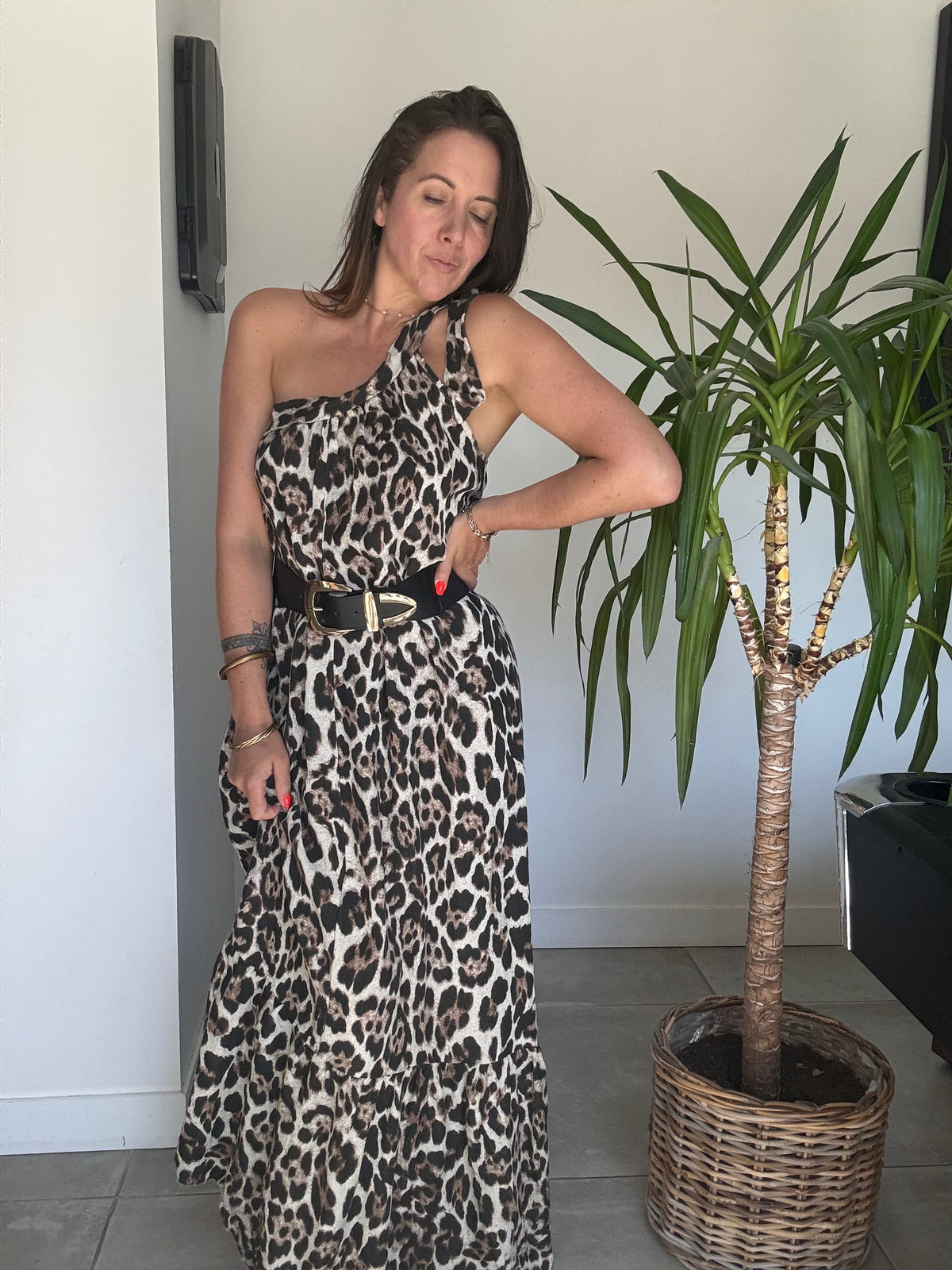 Robe attache une épaule léopard KATE