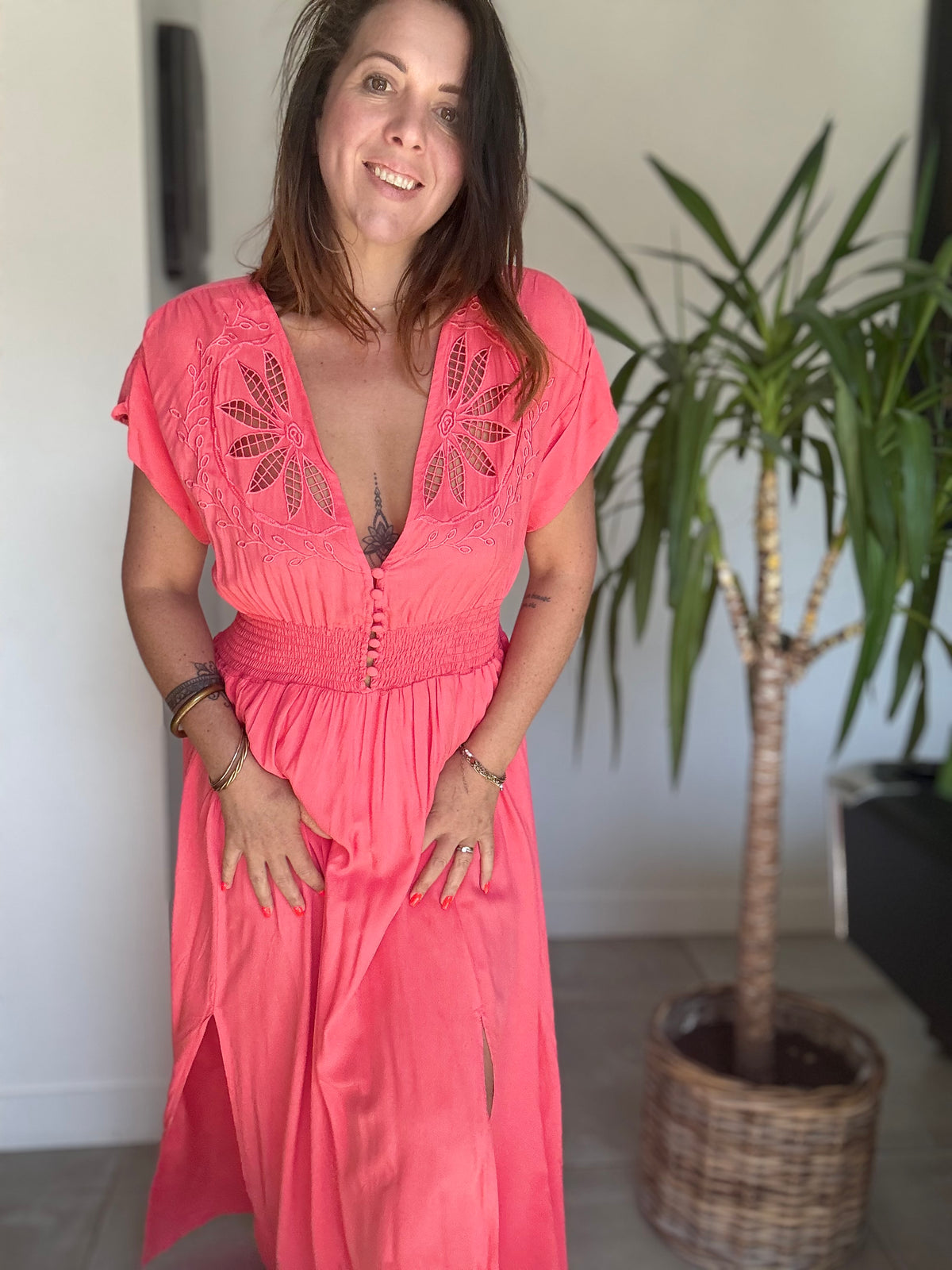 Robe longue corail JENNY