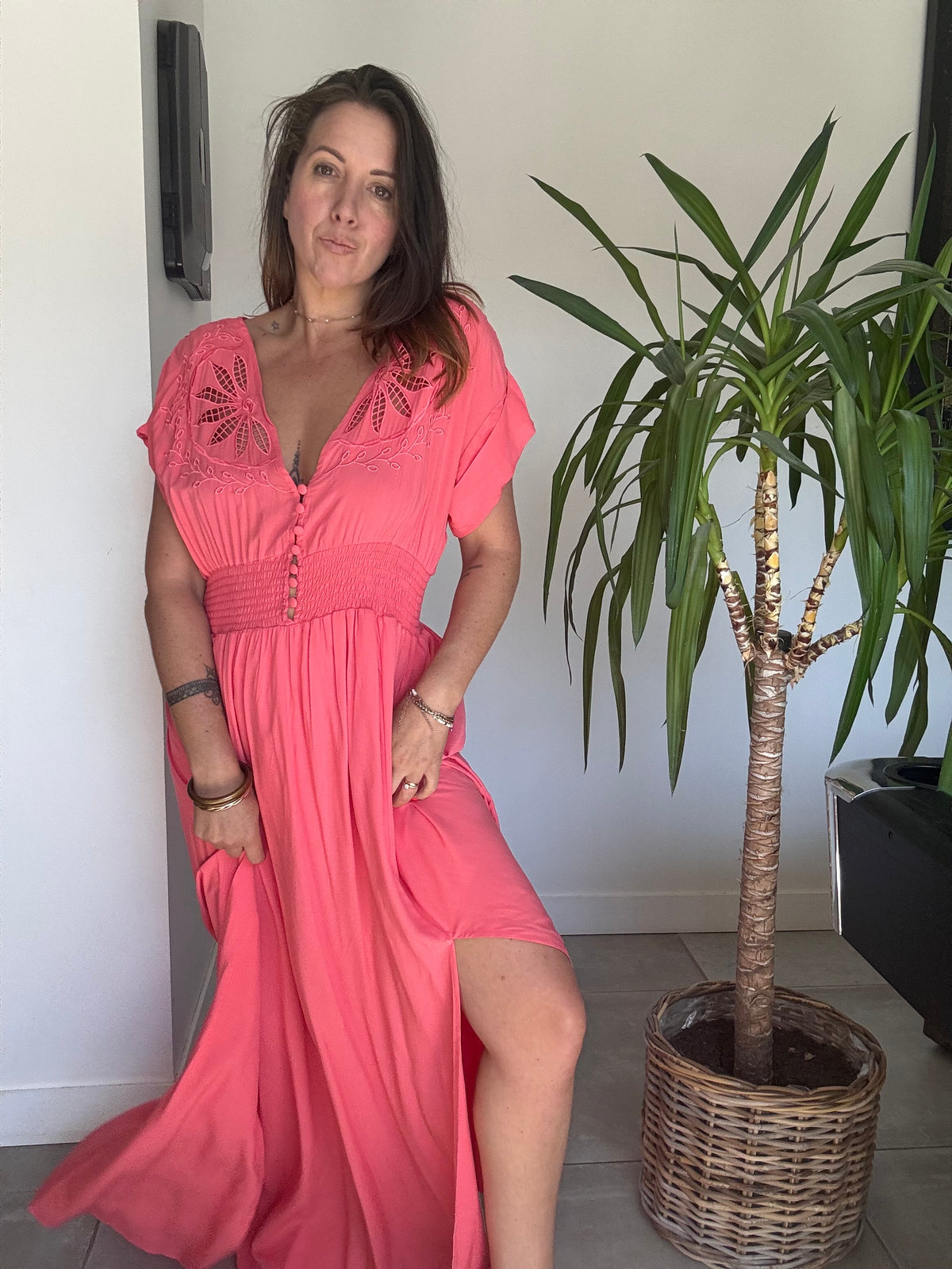 Robe longue corail JENNY