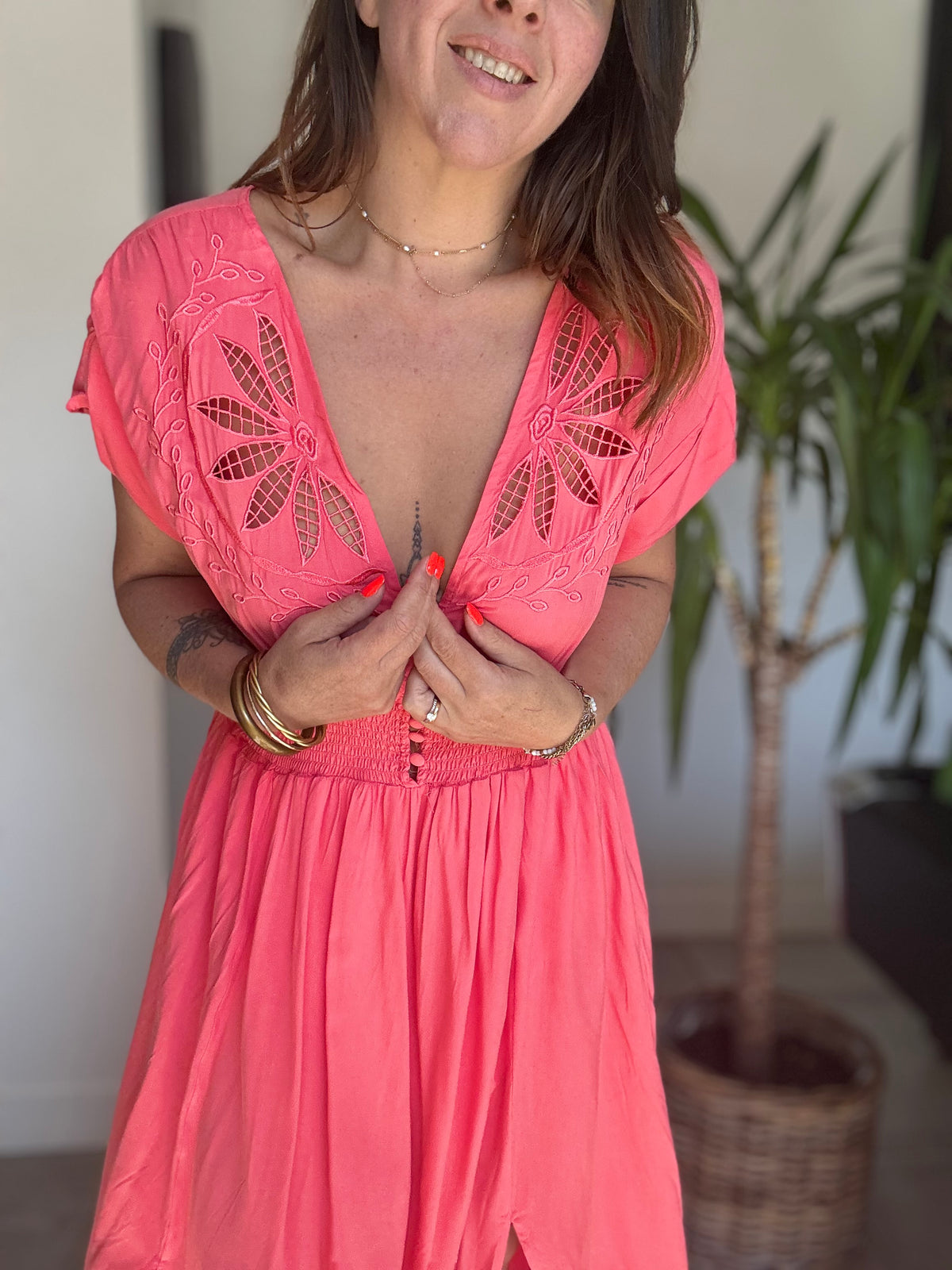Robe longue corail JENNY