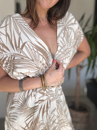 Robe multipostions beige motif feuilles ANDORA