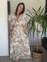 Robe multipostions beige motif feuilles ANDORA