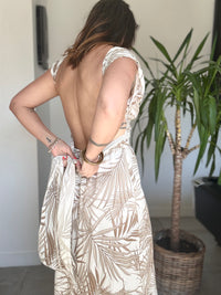 Robe multipostions beige motif feuilles ANDORA