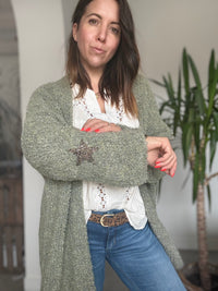 Gilet bouclette kaki star RACHELLE
