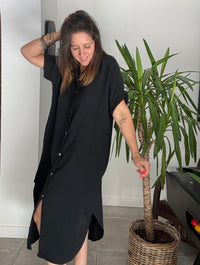 Robe longue noir gaze de coton NOA